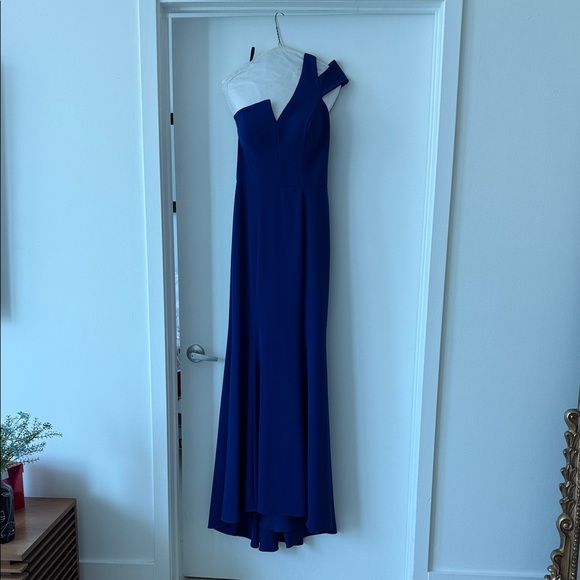 Betsy & Adam Cobalt Blue One Shoulder Gown - Picture 4 of 4